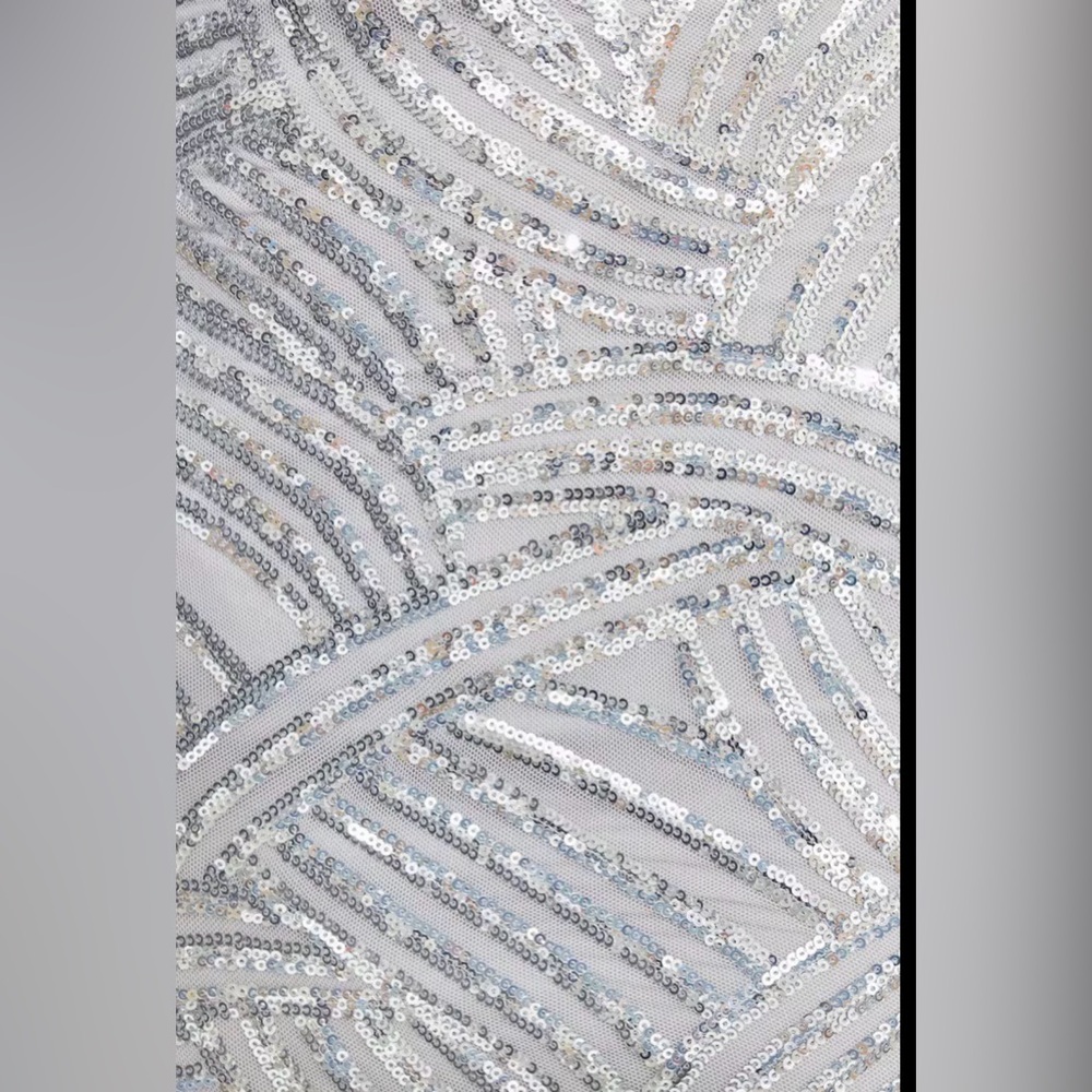 Dynamite Victoria Silver Sequin Midi Dress Low Back Party Glam P/S - Picture 4 of 16